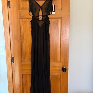 Bluebella Black Sheer Lace Dress with Embroidered Bodice